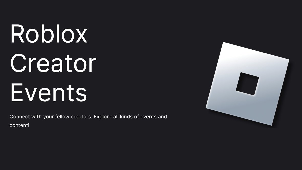 Roblox's tweet photo. Creator Events 2.0 brings the Roblox community a platform for driving live, interactive virtual events. Organizers are given tools for finding and engaging audiences in events such as expert panels, game jams and more. Learn more and enroll at the link below. https://t.co/rySOT8treg