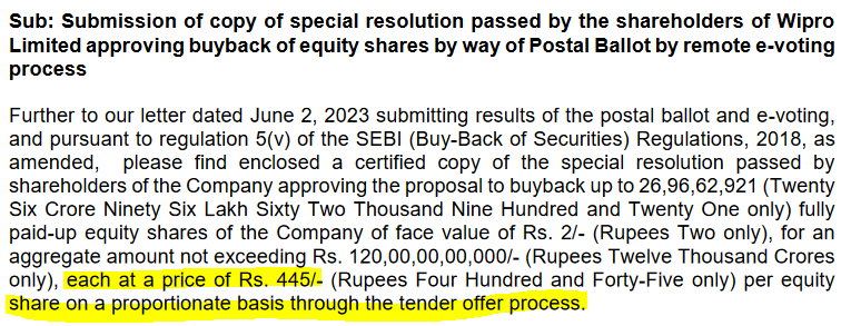 #WIPRO share buyback announcement