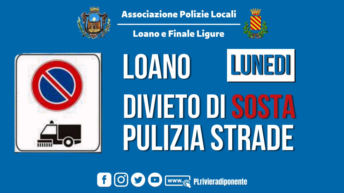 #PLinforma #viabiliLo ❗ La #PLLoano ricorda i divieti di sosta per #puliziastrade del #lunedì a #Loano 📷 Attenzione alla segnaletica  #noicisiamo #inservizioperAiutarvi