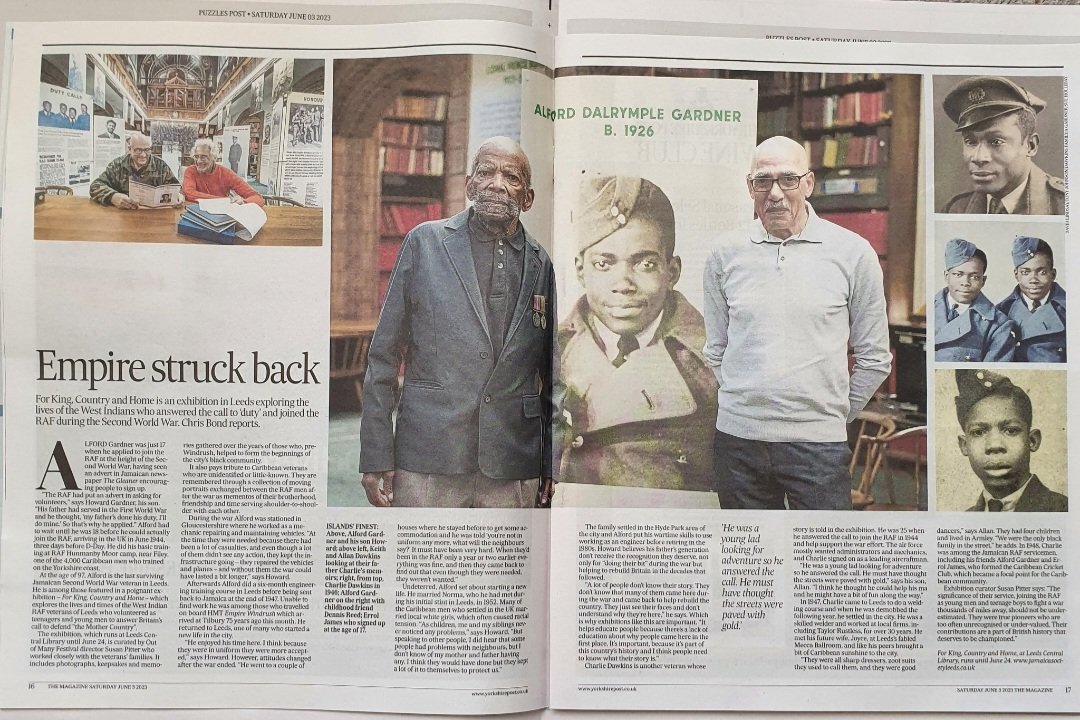 Great @BondChris73 piece for @yorkshirepost on Jamaican WW2 veterans Charlie Dawkins, Errol James & Alford Gardner (who was also a Windrush passenger) featured in our For King, Country & Home exhibition on now @leedslibraries until June 24th.
#OutOfManyFestival
#Windrush75