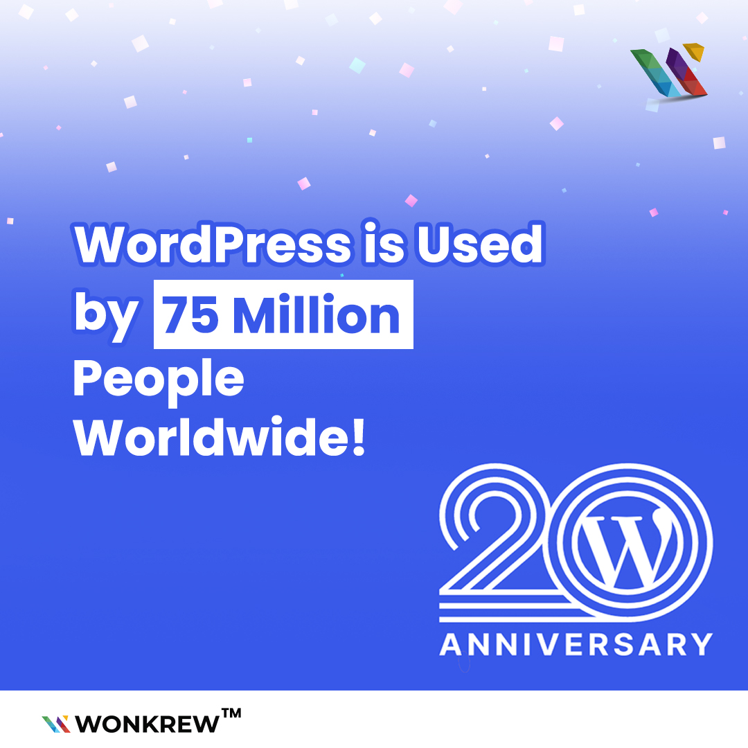 #Wonkrew #WordPress20 #WP20 #WordPressUsers #WordPressAnniversary #WordPress20Years #WordPressCommunity #WordPressDevelopers #WordPressDesigners