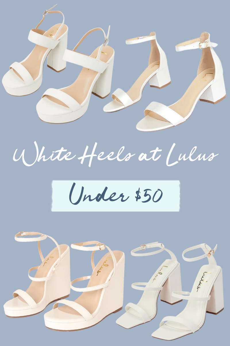 White heels at Lulus under $50. See more of my picks below.

ltk.app.link/kOo5pADzkAb

#weddingshoes #bridalshoes #weddingsandals #bridalsandals #summersandals