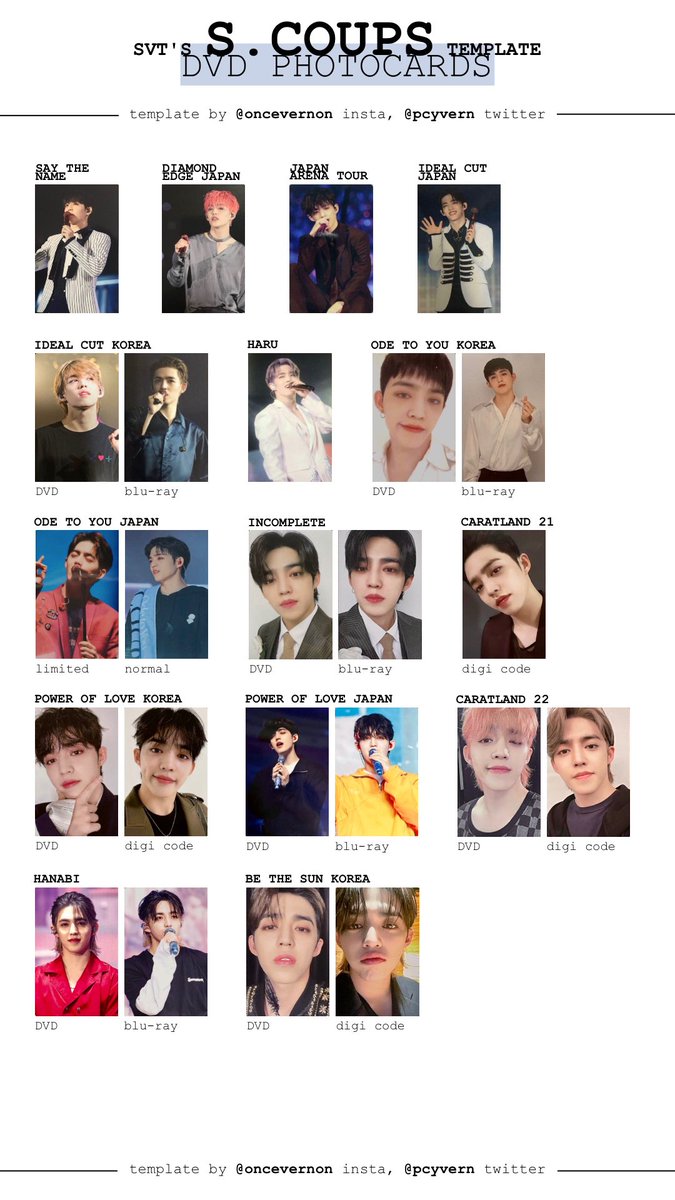 seventeen dvd photocard templates updated with the be the sun