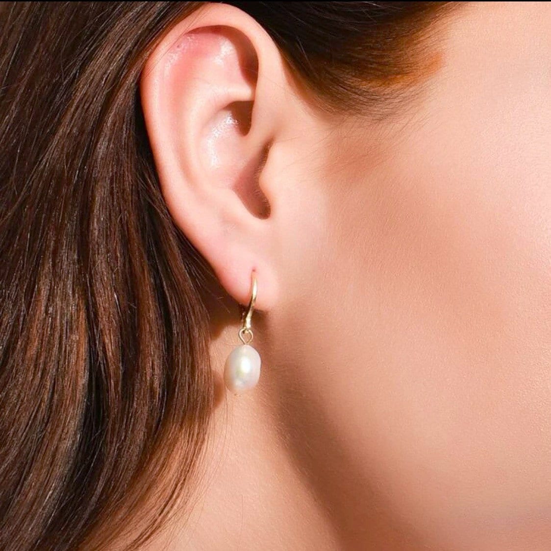 my #etsy shop: 18K Gold Plated Pearl Earrings, Handmade Fresh Water, Gold Hoop, Vintage Drop, Dangle etsy.me/3IWJEV7 #beige #teardrop #lovefriendship #gold #pearl #women #victorian #earlobe #vintagegemstones