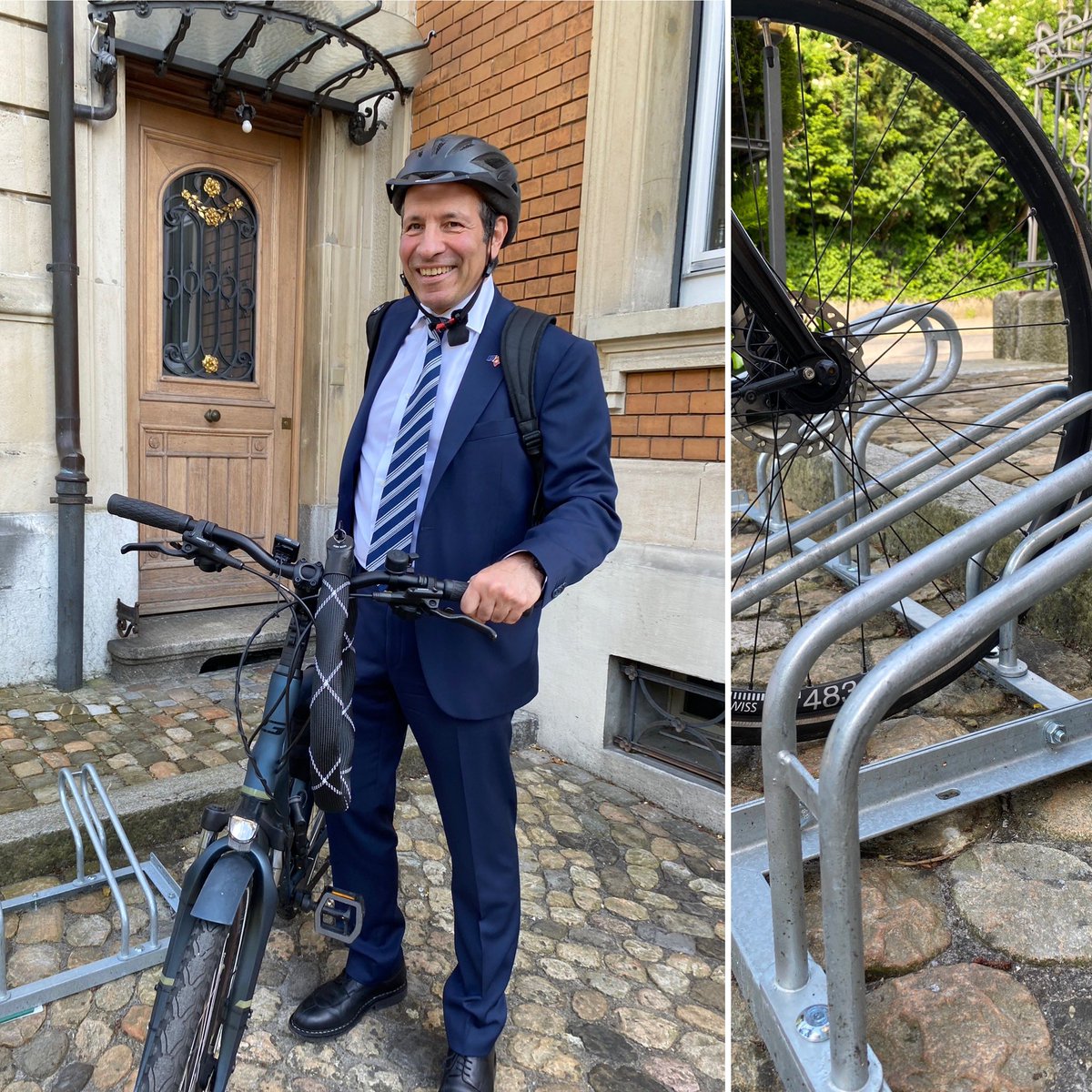 EUinSwitzerland's tweet photo. On today’s #WorldBikeDay, the EU reiterates that 🚴 is a healthy, green and flexible means of transport. The 🇪🇺 Delegation promotes cycling among its staff &amp; visitors. As part of the #GreeningEmbassiesNetwork @Bern_Stadt, we are committed to reduce our environmental footprint. https://t.co/RXRJWcIdr7