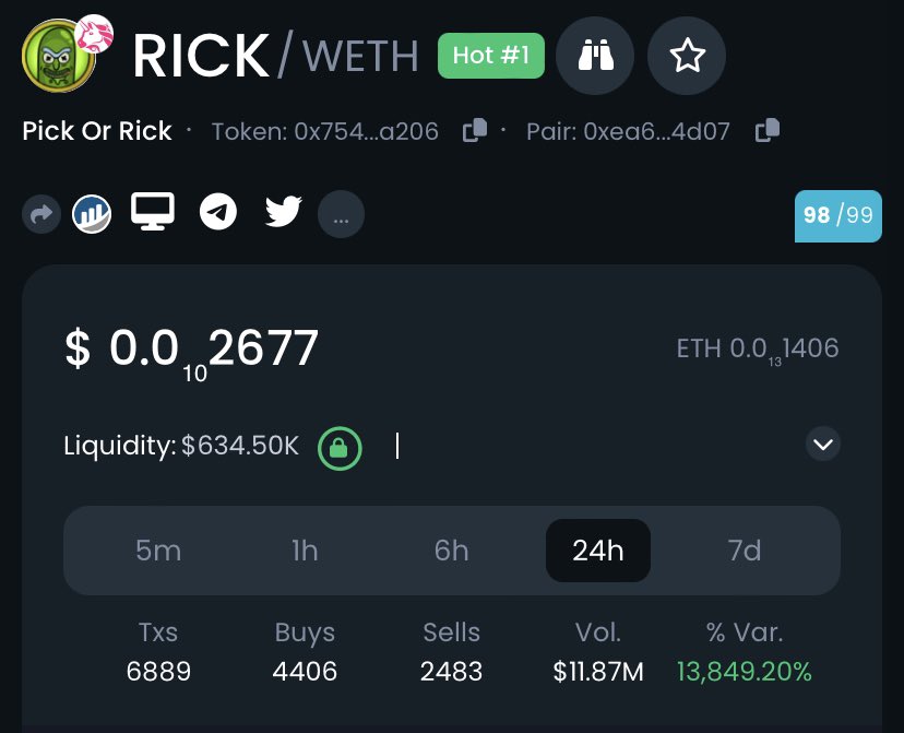 Sending $500 in $RICK to a random follower in the next 24 hours 🎁⏰

Drop your $ETH address, follow &amp; RT 🔔