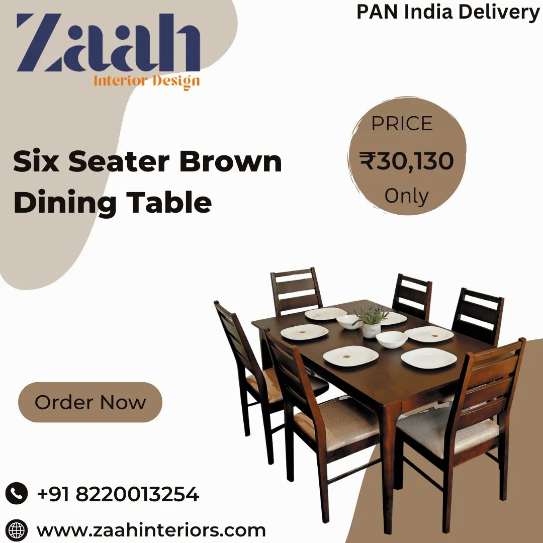 Six Seater Brown Dining Table 

Visit our website: buff.ly/3FUFfAs

#ZaahInterior #DiningTable #SixSeater #BrownTable #InteriorDesign #HomeDecor #DiningRoomInspo #Furniture #HomeStyling #DiningTableDecor #InteriorInspo