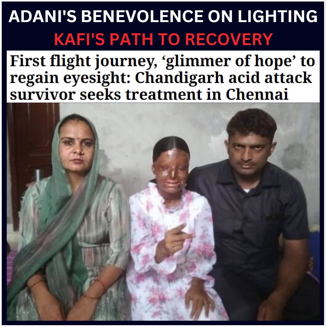 As Kafi boards her first-ever flight, let's celebrate her bravery and determination. With #AdaniFoundation's support, she's one step closer to restoring her eyesight and realizing her dreams. #CourageousJourney