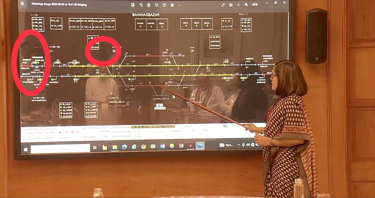 shaandelhite's tweet photo. Image from the video where Modi was chairing high level meeting. 

Look at the the circled area on smart board, you can easily see  there are 2 cameraman to record the video. 

Even in this tragedy where almost 300 people are died, Modi can’t stop PR. Height of Shameless… https://t.co/FbDs6ihjs7