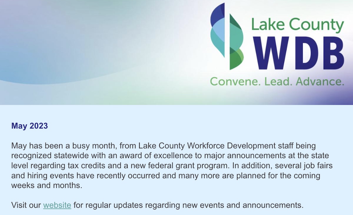 The May edition of our monthly #enewsletter is out!

Read our latest stories, including statewide #pressreleases, local #events, and so much more.

View past issues and sign up for your own copy!

lnkd.in/ghhjgASc

#lakecountywdb #lakecountyil #workforcedevelopment