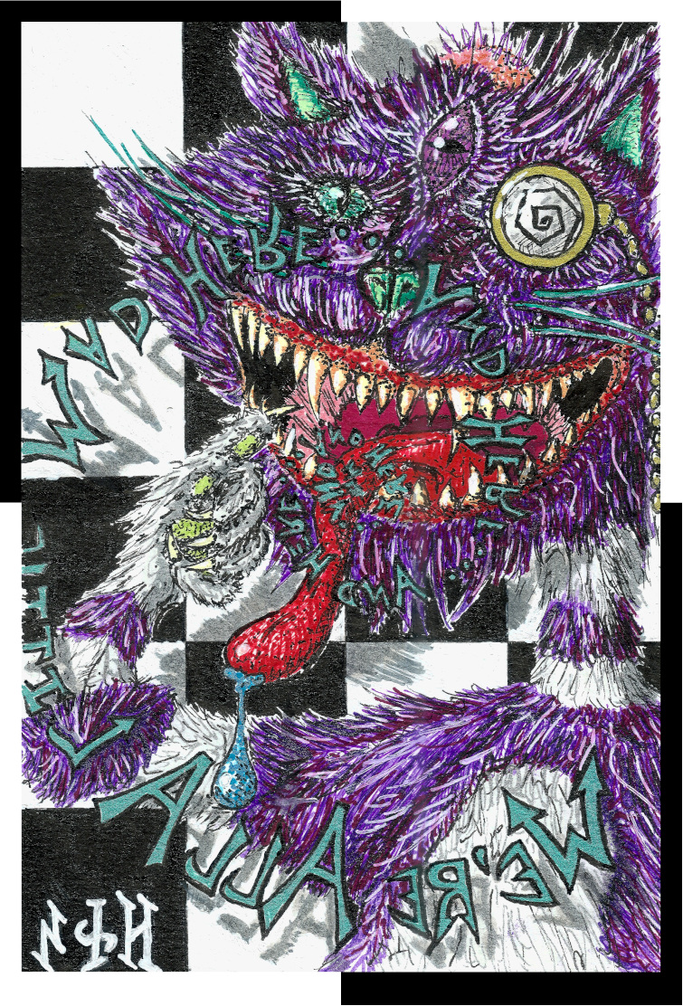 "We're All Mad Here" is my #200tezos offering.
200 eds for 1 $XTZ
Shout out to <a href="/DehiscenceArt/">DEHISCENCE</a> for snagging one before I had a chance to post about it! 
🔗👇