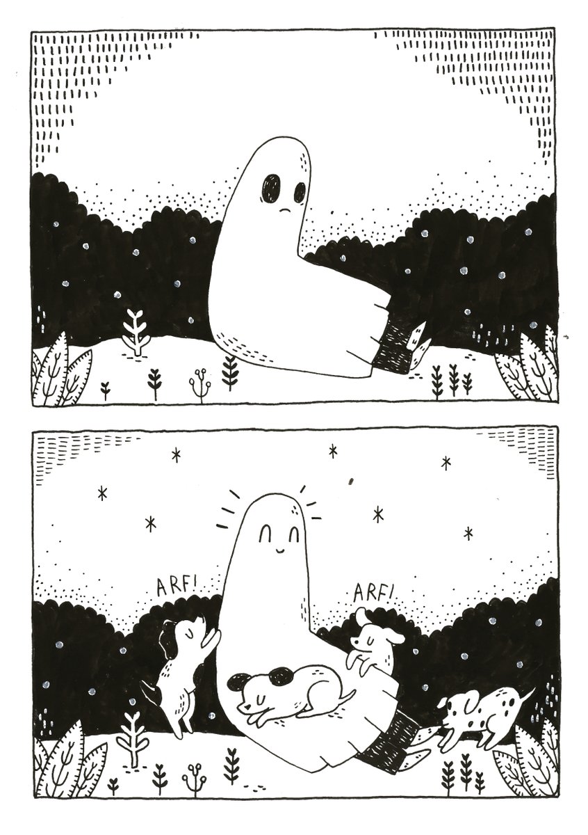 even sad ghosts can't deny the magic of puppies 💖