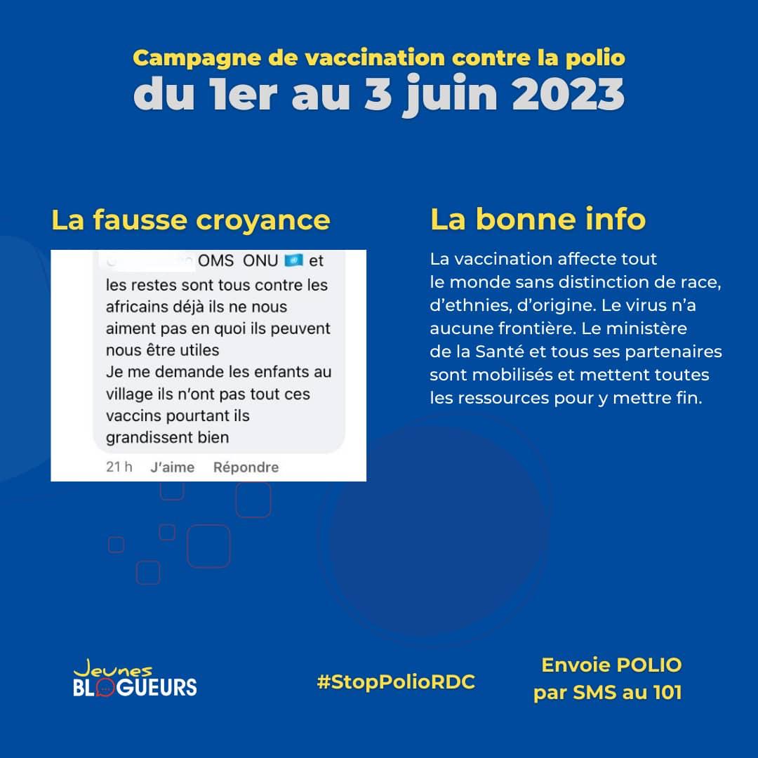 MoniqueMpabuka's tweet photo. #StopPolioRDC 
Il n'existe pas de remède pour la poliomyélite, mais la prévention est possible grâce au vaccin.

Chers parents, méfiez-vous des rumeurs et faites vacciner vos enfants ❤️

#JeunesBlogueursRDC
@SophieChavanel @YannMousse https://t.co/N3sLZrmmYZ