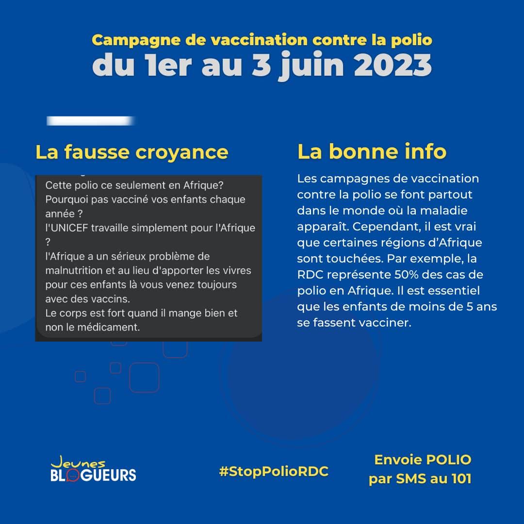 MoniqueMpabuka's tweet photo. #StopPolioRDC 
Il n'existe pas de remède pour la poliomyélite, mais la prévention est possible grâce au vaccin.

Chers parents, méfiez-vous des rumeurs et faites vacciner vos enfants ❤️

#JeunesBlogueursRDC
@SophieChavanel @YannMousse https://t.co/N3sLZrmmYZ