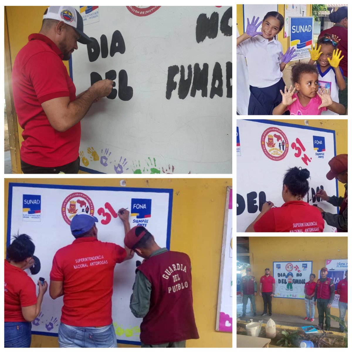 Desde la U.E.N Ciudad de Barinas, parroquia Rómulo Betancourt SUNAD .FONA y Guardia del Pueblo, realizan Mural Preventivo ,con participacion de los estudiantes, en aras de inculcar a los más pequeños que el tabaco es dañino para la salud y medio ambiente.#DiaMundialSinTabaco