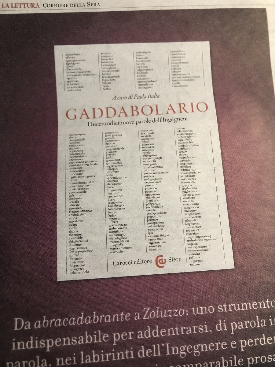 Luna Orlando (@lunaorlandog) on Twitter photo Ora che è tra le mie dita, spesso raccolte a tulipano in effetti, non potrò più dimenticare qual è la mia parola preferita tra i Gadda-vocaboli (anche più di gnommero, che poi è gnocco): l’ipotiposi
Grazie a tutti gli ideatori del #Gaddabolario <a href="/Caroccieditore/">Carocci editore</a>
(Quanta <a href="/unipv/">Università di Pavia</a>!) Ora che è tra le mie dita, spesso raccolte a tulipano in effetti, non potrò più dimenticare qual è la mia parola preferita tra i Gadda-vocaboli (anche più di gnommero, che poi è gnocco): l’ipotiposi
Grazie a tutti gli ideatori del #Gaddabolario <a href="/Caroccieditore/">Carocci editore</a>
(Quanta <a href="/unipv/">Università di Pavia</a>!)