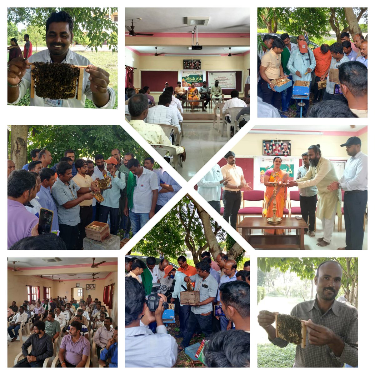 IshaTamil's tweet photo. Scientists from @icarindia JSS KVK Suttur and Isha FPO at Nanjangud conducted a one day training program and method demonstration on Apiculture at KVK Suttur. More than 50 farmers participated &amp;  benefited. #IshaOutreach #IshaFPO https://t.co/BaTETRtcn5