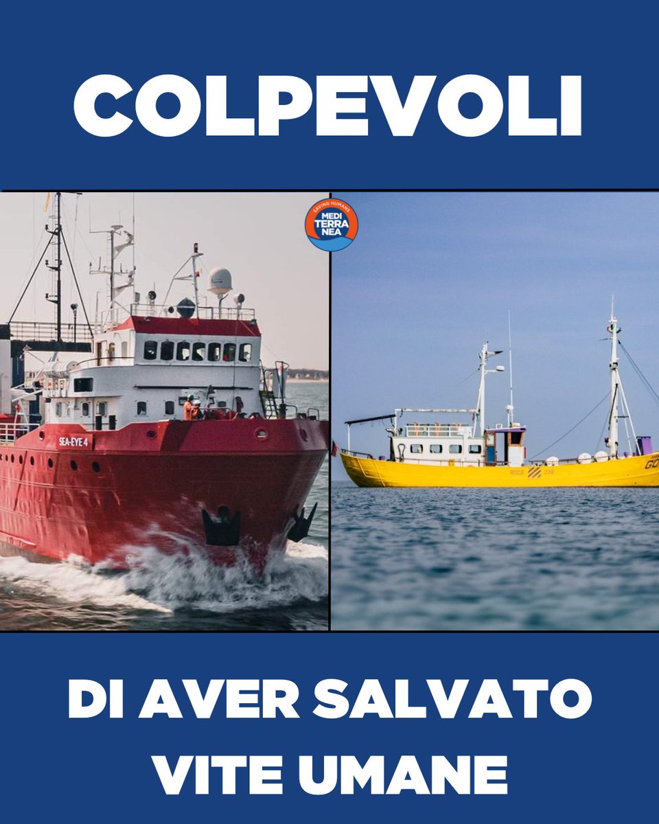 📢 Il Decreto "Piantedosi" colpisce ancora: sequestrate le navi civili #MareGo e #SeaEye4, colpevoli di aver salvato decine di vite umane.

Solidarietà a @marego_vessel e <a href="/seaeyeorg/">Sea-Eye</a>!
#CivilFleet

Leggi il comunicato sul nostro sito 👇
mediterranearescue.org/it/news/il-dec…