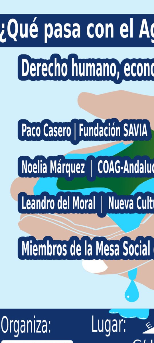 Leandro del Moral (@leandrdelmoral) on Twitter photo El lunes 7, en Sevilla. Participamos 3 de las 12 organizaciones que componemos la Mesa Social del Agua de Andalucía. <a href="/aeopas/">aeopas</a> @elCorreoWeb <a href="/eldiarioes/">elDiario.es</a> <a href="/emasesa/">emasesa</a> <a href="/FNCAgua/">Nueva Cultura Agua</a> <a href="/lamarea_com/">La Marea</a> <a href="/luis_babiano/">luis babiano</a> <a href="/luisberraquero/">Luis Berraquero</a> @Luxlukis <a href="/ondalocalemartv/">Onda Local de Andalucía</a> <a href="/Podemos_AND/">Podemos Andalucía</a> <a href="/bpedregal/">Belen Pedregal</a> <a href="/RNCA_Andalucia/">Red Andaluza de la Nueva Cultura del Agua</a> El lunes 7, en Sevilla. Participamos 3 de las 12 organizaciones que componemos la Mesa Social del Agua de Andalucía. <a href="/aeopas/">aeopas</a> @elCorreoWeb <a href="/eldiarioes/">elDiario.es</a> <a href="/emasesa/">emasesa</a> <a href="/FNCAgua/">Nueva Cultura Agua</a> <a href="/lamarea_com/">La Marea</a> <a href="/luis_babiano/">luis babiano</a> <a href="/luisberraquero/">Luis Berraquero</a> @Luxlukis <a href="/ondalocalemartv/">Onda Local de Andalucía</a> <a href="/Podemos_AND/">Podemos Andalucía</a> <a href="/bpedregal/">Belen Pedregal</a> <a href="/RNCA_Andalucia/">Red Andaluza de la Nueva Cultura del Agua</a>