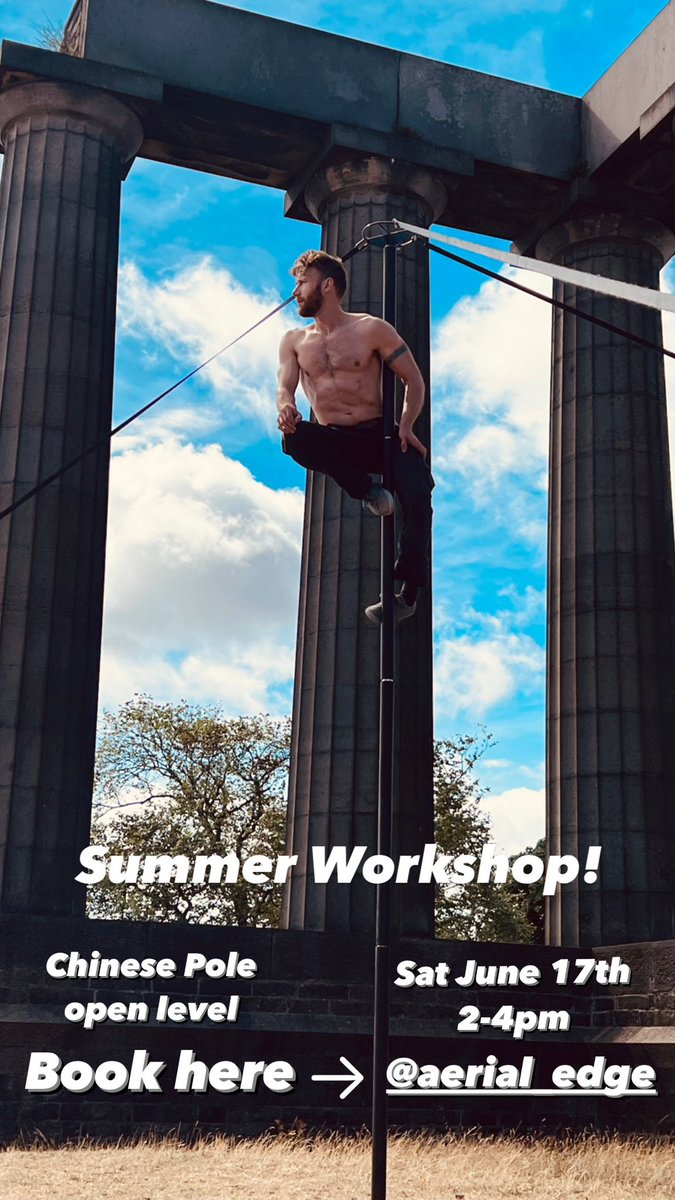Summer Workshop in Chinese Pole!
Check out <a href="/Aerial_Edge/">Aerial Edge 💙 Glasgow's Circus School</a> for booking!