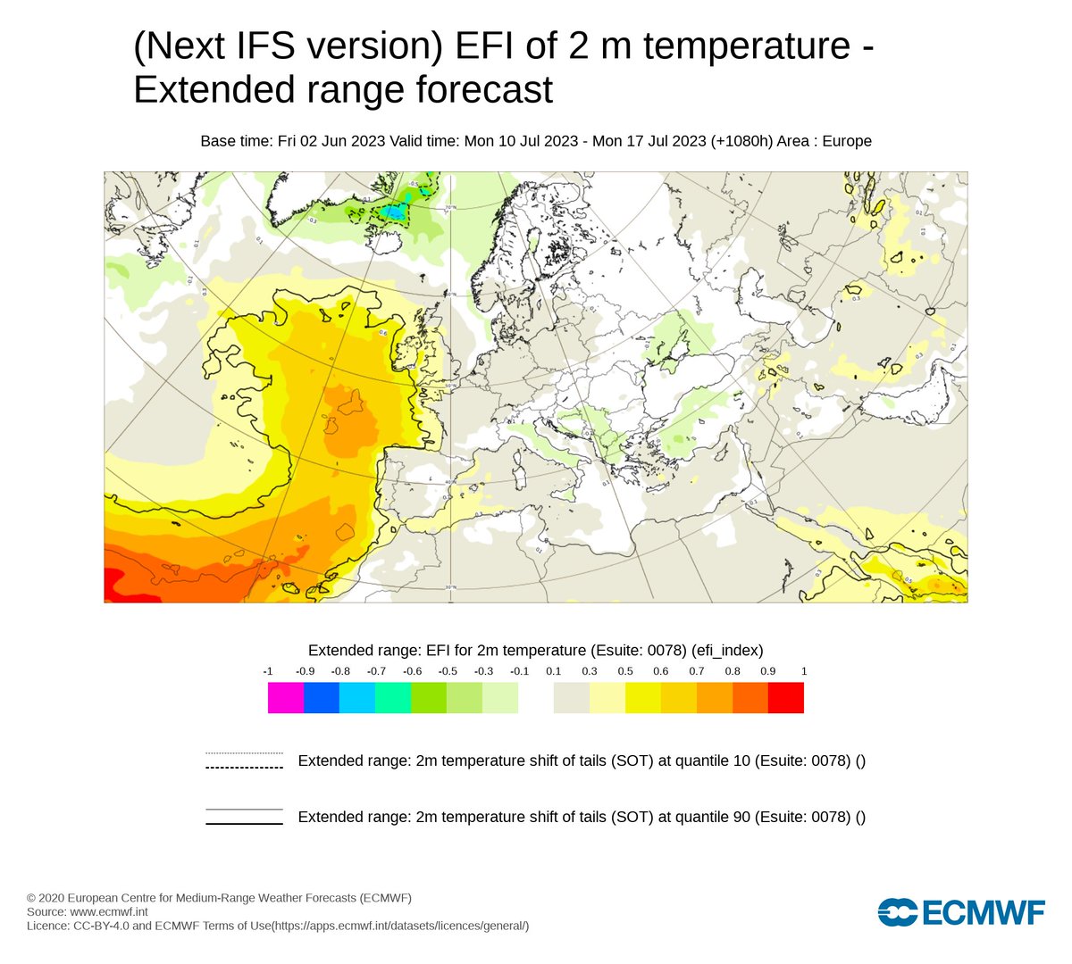 Il 27 giugno <a href="/ECMWF/">ECMWF</a> rilascerà la nuova versione del modello ad alta risoluzione. Le mappe sono già disponibili. L'ultima scadenza dell'EFI sulle T parla chiaro: potremmo arrivare fino a metà luglio senza onde di calore. Il primo che si lamenta lo vengo a cercare 😂