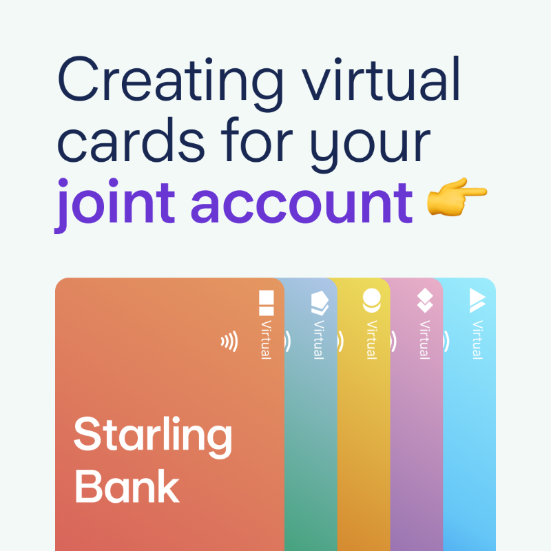 StarlingBank's tweet photo. Creating a virtual card for a joint Saving Space is simple ☺️

Let our carousel explain 👉