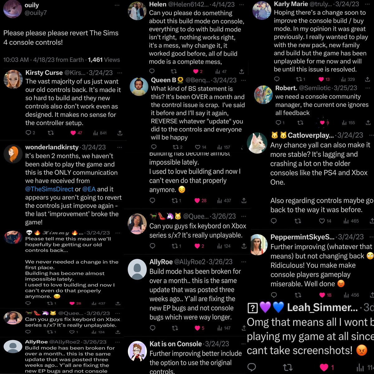 AlchemysticSims's tweet photo. To @TheSims @TheSimsDirect @EAHelp and @ all #simgurus this would apply to, I’m compiling screenshots from the community saying they want the console controls fixed, not further messed with! We’ve asked you to stop and listen to us, we’ve tried making petitions and (1/2) https://t.co/ayEDqvxUD0