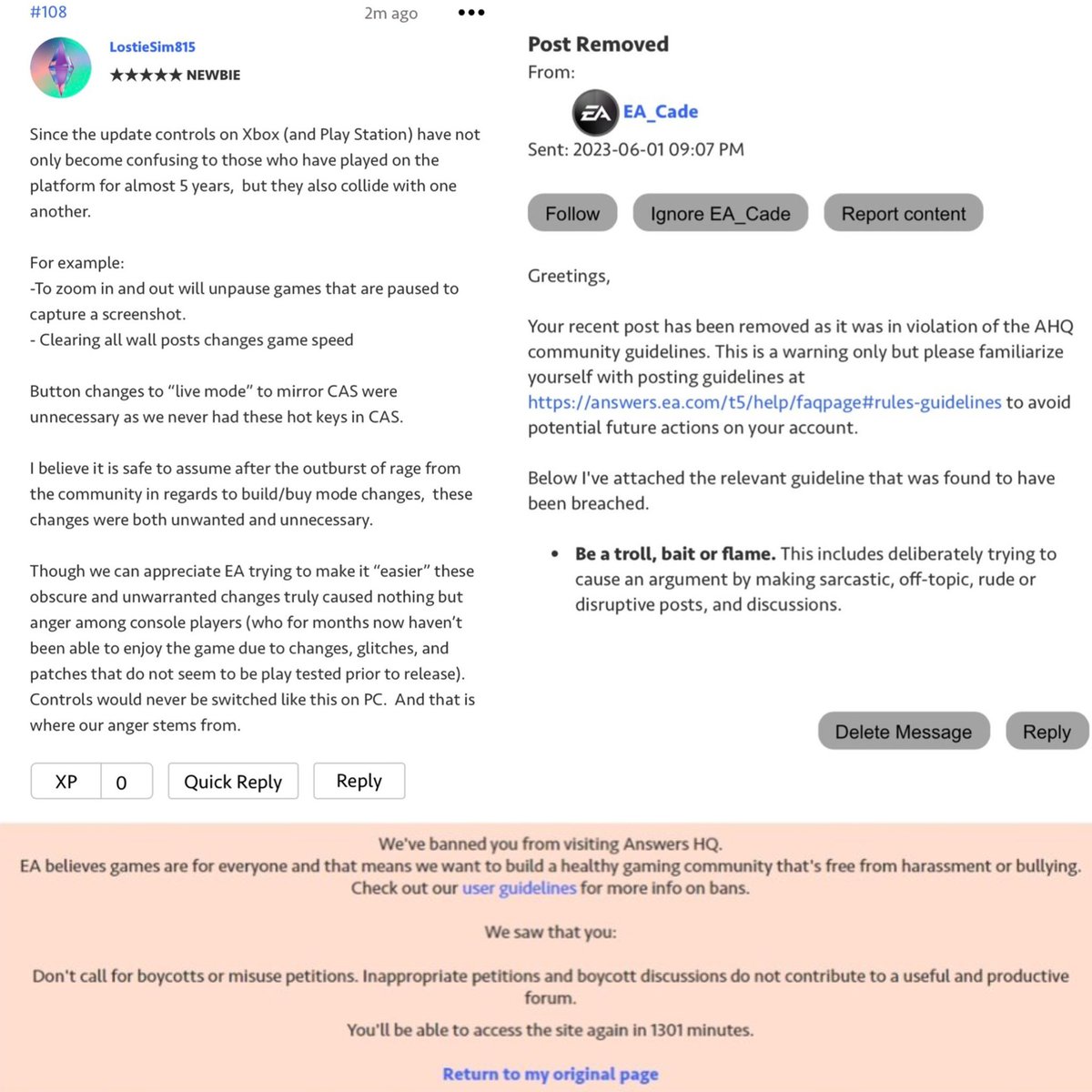 AlchemysticSims's tweet photo. To @TheSims @TheSimsDirect @EAHelp and @ all #simgurus this would apply to, I’m compiling screenshots from the community saying they want the console controls fixed, not further messed with! We’ve asked you to stop and listen to us, we’ve tried making petitions and (1/2) https://t.co/ayEDqvxUD0
