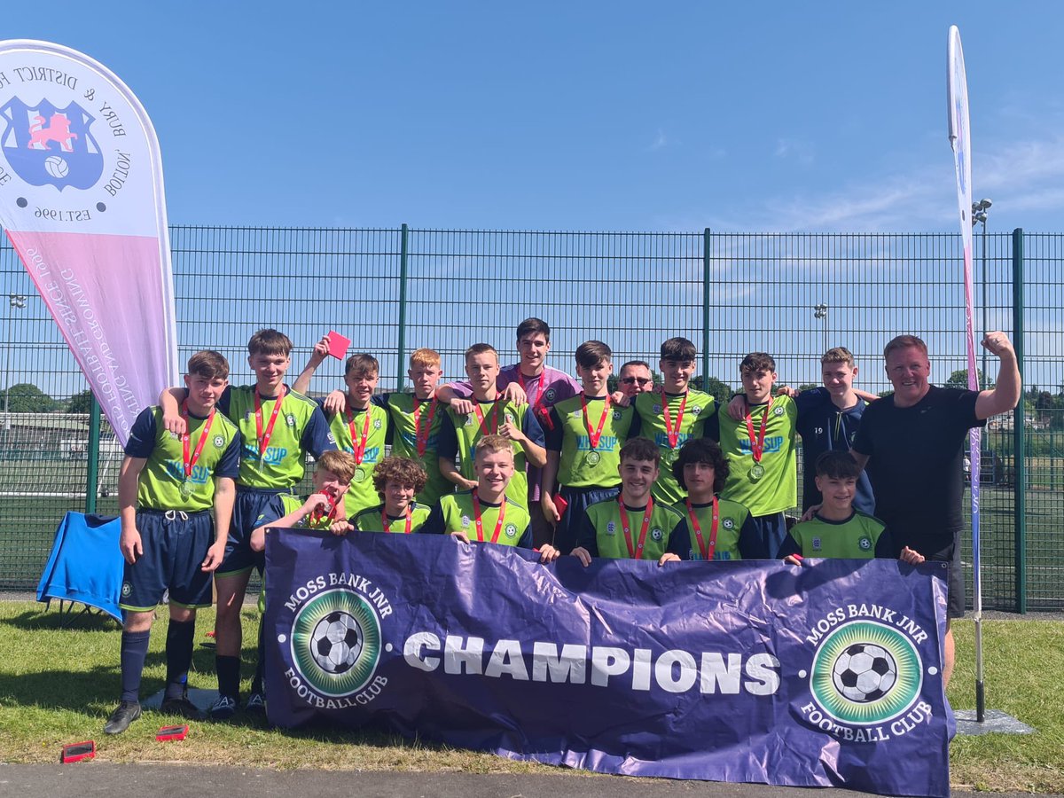 #MossBankJFC what a team. Double League and Cup Winners beating <a href="/OfficialDHFC/">Daisy Hill FC</a> U15s 2-0 in the <a href="/OfficialBBDFL/">Bolton, Bury & District Football League</a> Chairman’s U15s Cup Final this morning at the <a href="/OfficialBWFC/">Bolton Wanderers</a> Eddie Davies Academy 🟢🔵 #upthebank what a great season ⚽️