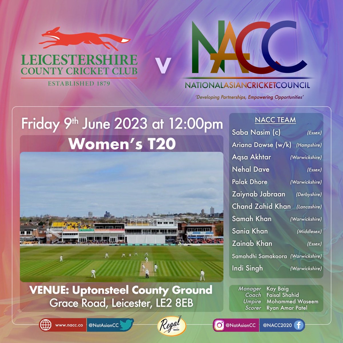 National Asian Cricket Council (@natasiancc) on Twitter photo Real privilege to be playing our inaugural womenโs fixture v <a href="/leicswomenccc/">Leicestershire CCC Women ๐ฆ</a> @ the County ground #DevelopingPartnerships #EmpoweringOpportunities @RegalFoods <a href="/graynics/">Gray-Nicolls</a> ๐ Real privilege to be playing our inaugural womenโs fixture v <a href="/leicswomenccc/">Leicestershire CCC Women ๐ฆ</a> @ the County ground #DevelopingPartnerships #EmpoweringOpportunities @RegalFoods <a href="/graynics/">Gray-Nicolls</a> ๐