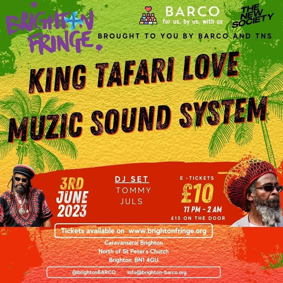 Tonight catch King Tafari Love, Brightons original Reggae soundsystem, at the amazing <a href="/CaravanseraiBTN/">CaravanseraiBrighton</a> for their <a href="/brightonfringe/">Brighton Fringe</a> closing party 🔊

💚💛❤ 

#Brighton #Reggae #Soundsystem #BTN #BrightonReggae #Roots