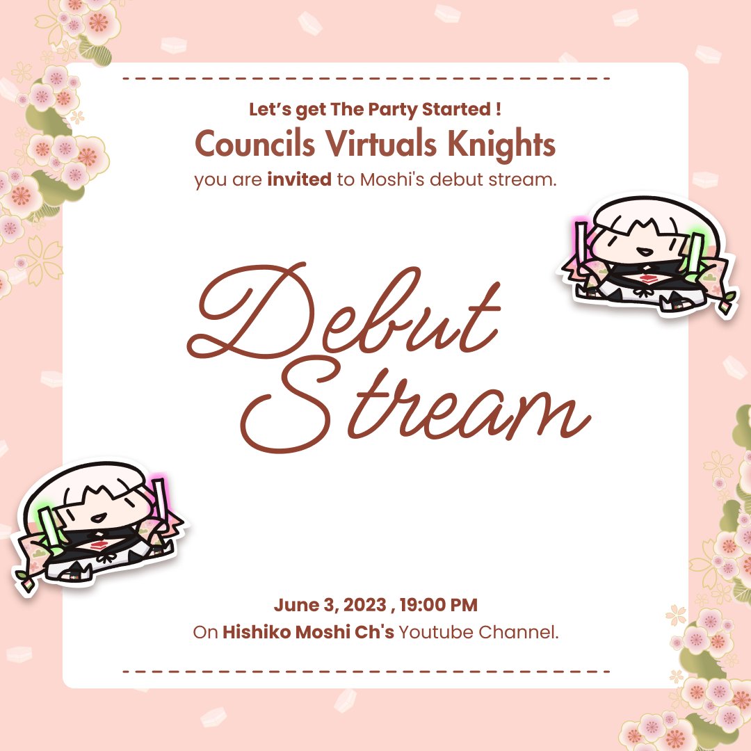 CouncilsVirtual's tweet photo. Our third debutant of the week:
Hishiko Moshi 🪷
She'll be debuting on:
3rd June 2023, 7 PM GMT+7 (19.00 WIB)
Join the stream to see her hishi mochi sweetness~
Debut WR:
https://t.co/2iatta5xwe
#CouncilsVirtual #VtuberUprising #VtuberEN #VtuberID https://t.co/YHUooR0ep6