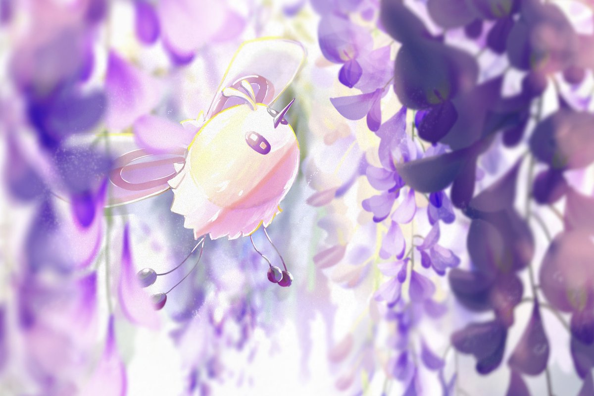 pokemon (creature) no humans solo blurry flower bug purple eyes  illustration images