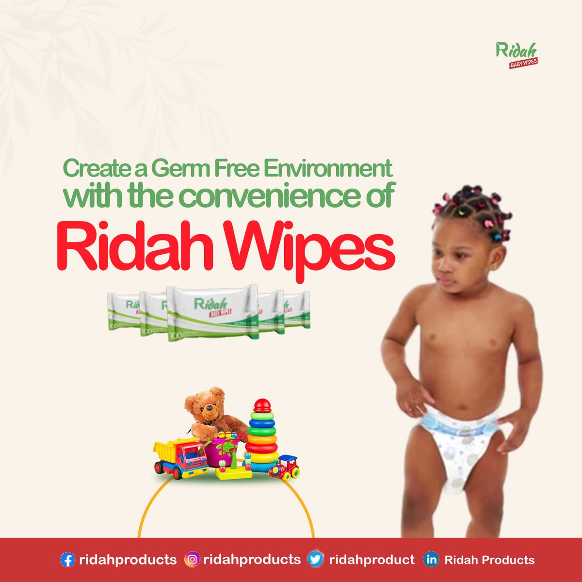 Clean environment = a healthy baby 

Our baby wipes are formulated with 💯 Plant based ingredients that keeps your babies bacteria free 

#ridahbabywipes #babywipes #wetwipes #babies #gemfree #nobacteria #healthybaby #cleanenvironment #