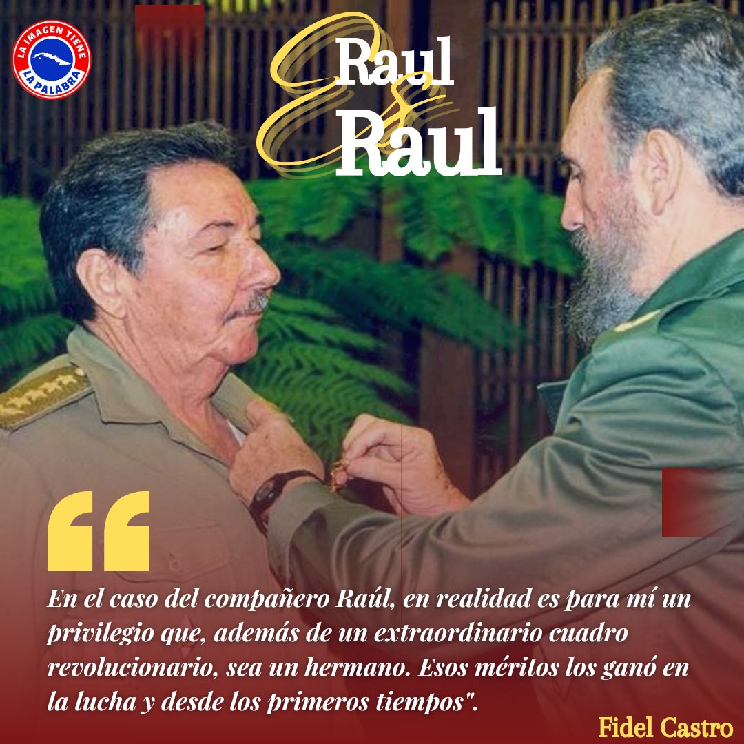 🇨🇺| #RaulEsRaul, fidelidad, cariño, modestia, capacidad para organizar y dirigir, pensamiento estratégico, revolucionario, comunista.

Hombre que le preocupa no solo el presente sino también el futuro de la Patria.

"Muchas Felicidades"