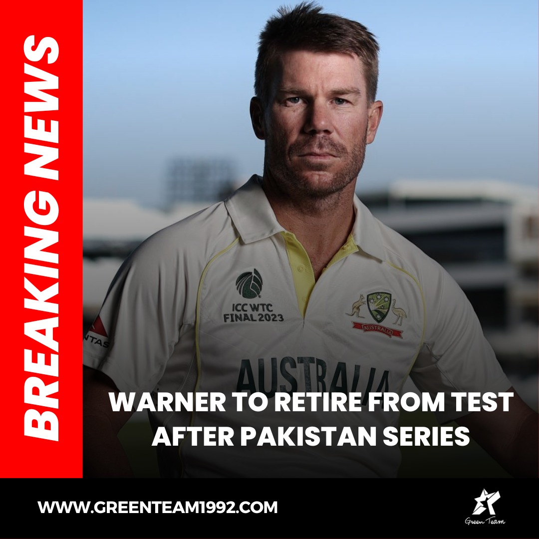 Warner to hang his boots from the Test side! 🚨

David Warner wants to bid farewell from Test Cricket on his home ground against Pakistan next year. The left-handed Opener represented Australia in more than 100 tests. 

#Cricket | #GreenTeam | #OurGameOurPassion | #KhelKaJunoon
