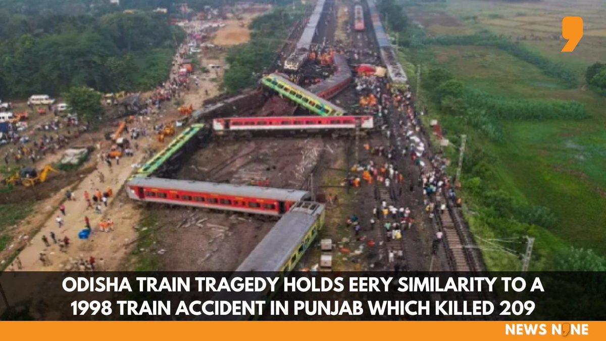 News9Tweets's tweet photo. In 1998, the Frontier #GoldenTemple Mail & the Jammu Tawi-#SealdahExpress crashed into each other in #Punjab's Khanna in similar turn of events that took place yesterday between the 2 passenger trains in Odisha's #Balasore.
https://t.co/goKGjr5uh0
#OdishaTrainAccident https://t.co/0nptDcgdD3