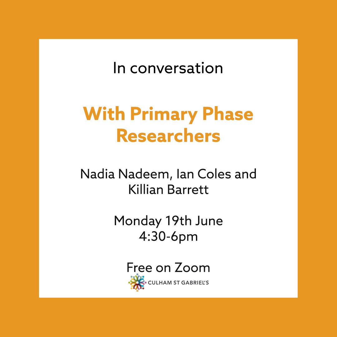 🗣️Join our next 'In Conversation event🗣️ In Conversation with primary phase researchers Monday 19th June 16:30-18:00 Sign up ⬇️ eventbrite.co.uk/e/in-conversat… @aulretweets @1kevinogrady1 @kathrynfenlodge @uk_trs