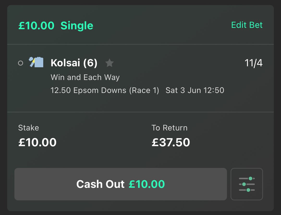 AlphaTipster97's tweet photo. First race at Epsom Downs today gone with Kolsai win let’s hope it comes in 🐎💵 https://t.co/DyF21TKGAQ