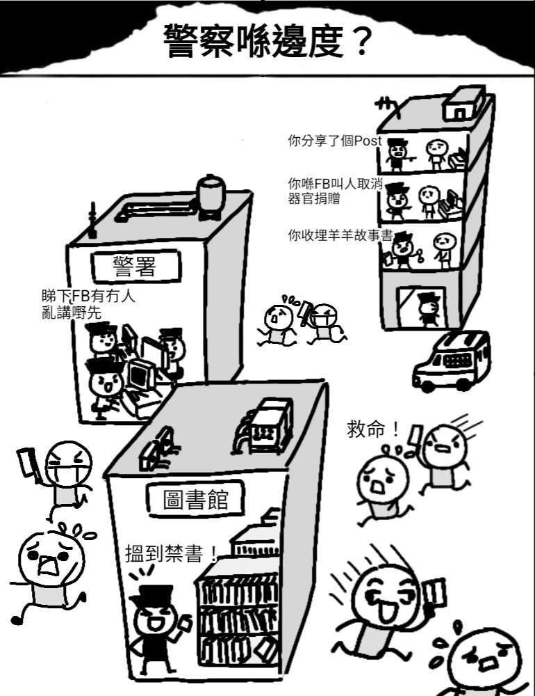 hkguy1988's tweet photo. 當香港日日都有斬人案發生，我地嘅警察去左邊度？

1. 去圖書館將禁書下架
2. 上Facebook睇下有冇人亂講嘢
3. 上門拘捕收埋羊故事書嘅市民
4. ��球場睇下有冇人侮辱國歌
5. 休班犯罪中 https://t.co/R6XmdMTlcF