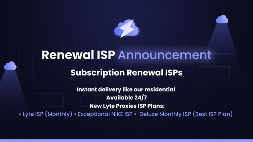 ISPs Fulfilled Instantly - Renewable each month 💫💫