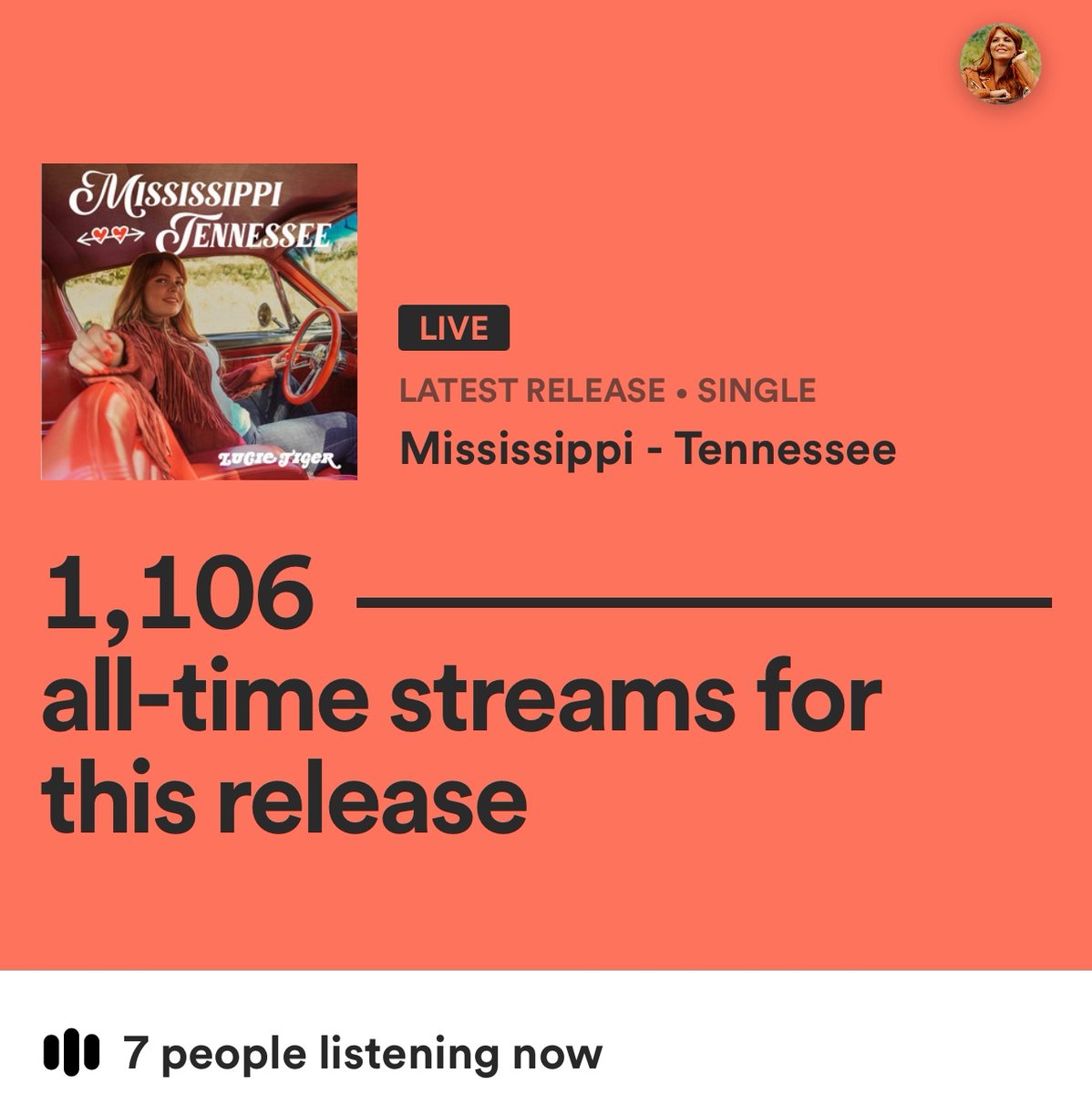 Holy moly! Y'all streamed this over 1,000 times in one day! Thank you all so much for all the support and huge thanks are due to @grassrootspromo Checked Label Services and @2120music 

#newmusic #countrymusic #southernrock