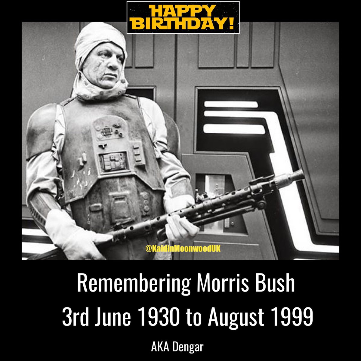 Remembering Morris Bush aka Dengar.
3rd June 1930 to August 1999
#StarWarsBirthday #MorrisBush #Dengar #StarWars #TheEmpireStrikesBack #AtOneWithTheForce
starwars.fandom.com/wiki/Morris_Bu…