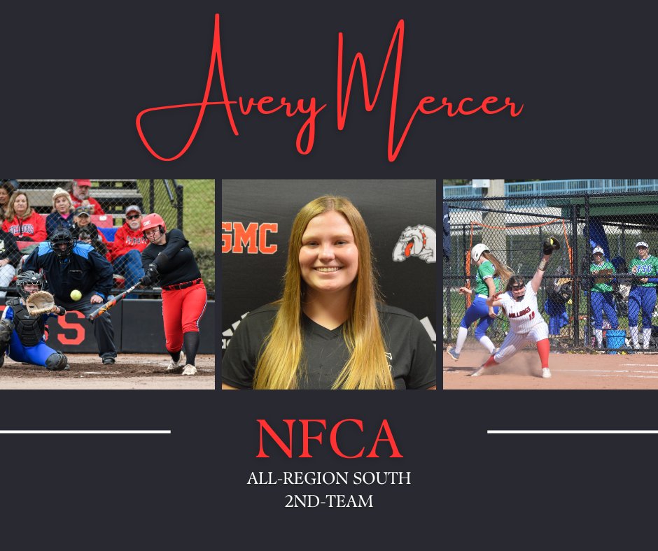 🏆CONGRATULATIONS🏆

<a href="/averymercer21/">Avery Mercer</a> has was named <a href="/NFCAorg/">National Fastpitch Coaches Association</a> 2nd Team All-South Region!!

Mercer finished the season with a .469 BA, 78 RBI's and 15 HR's (tying the single season record)! She also helped turn 26 DP"S!!