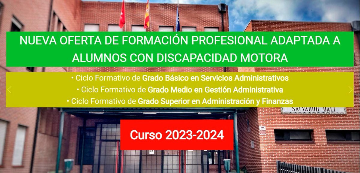 ¡¡¡NOVEDAD!!! El IES Salvador Dalí ofrece estudios de FP Basica, Grado Medio y Grado Superior de la familia profesional de Gestion y Administración,  en horario de mañana.