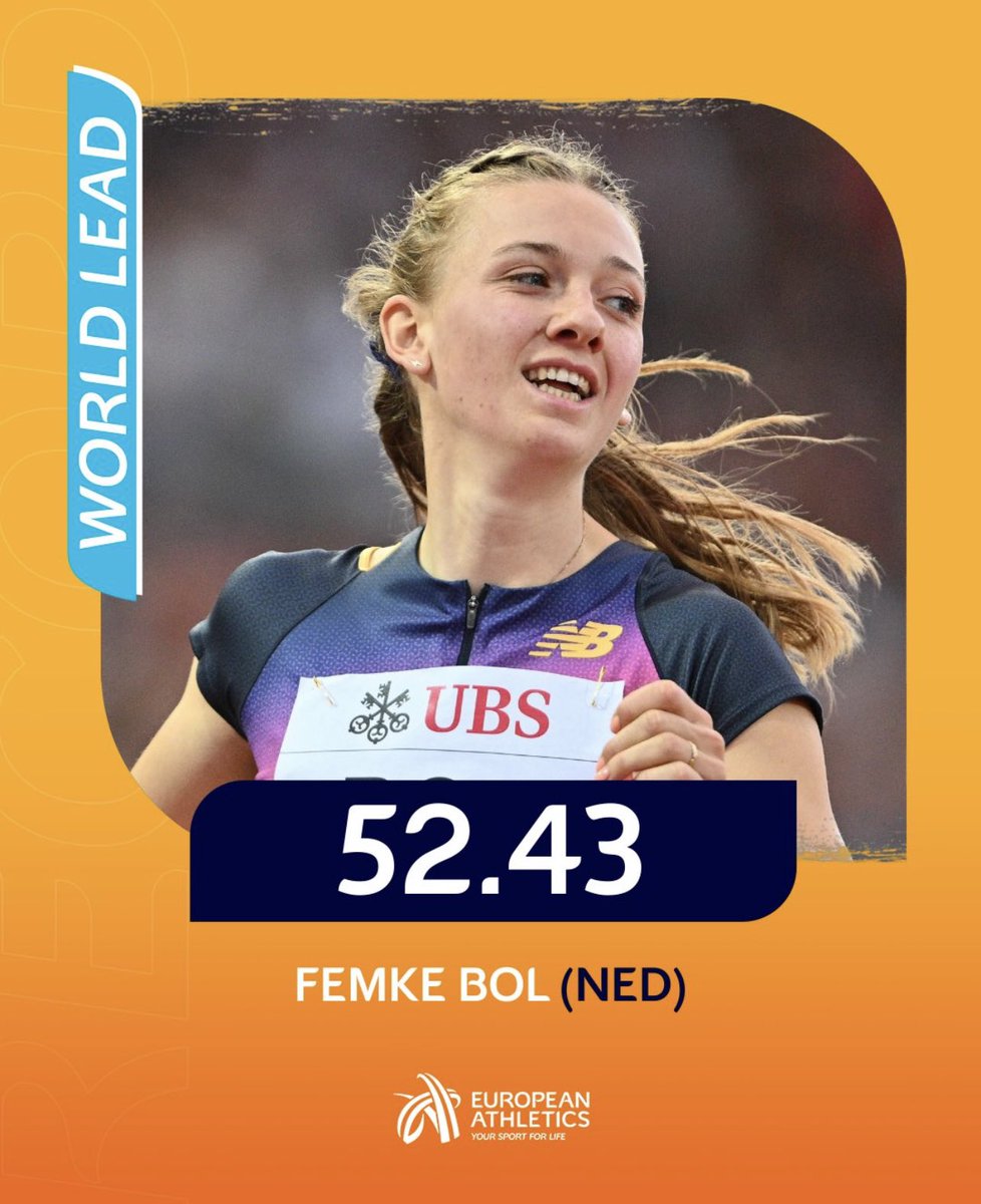 Yesterday was the 14th win in a row for Femke on 400m hurdles in Diamond League!!

And it’s 15 wins in total with her victory last year on 400m flat in Silesia.

<a href="/Diamond_League/">Wanda Diamond League</a> <a href="/WorldAthletics/">World Athletics</a> <a href="/EuroAthletics/">European Athletics</a> <a href="/Atletiekunie/">Atletiekunie</a>