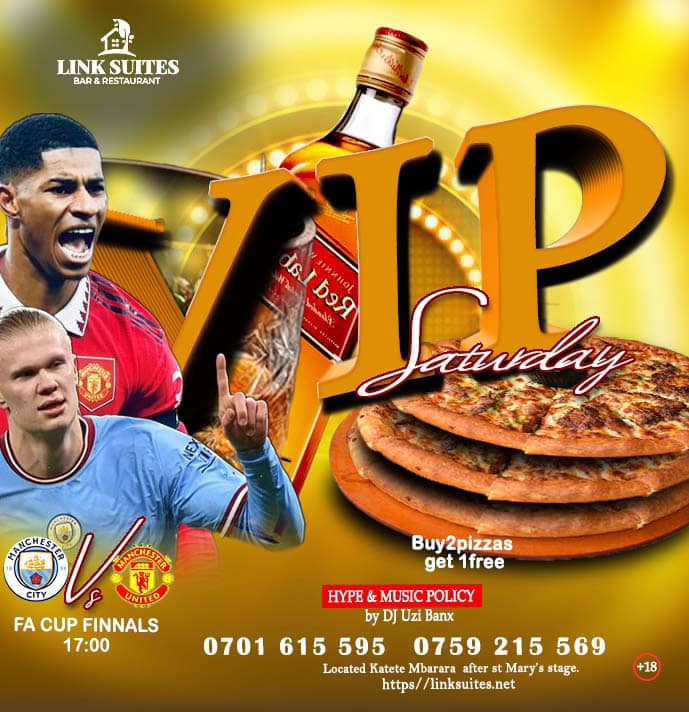 *LINK | SUITES | BAR | RESTAURANT* 
PRESENTS 
🔥🔥🔥🔥🔥🔥🔥🔥
*VIP SATURDAY'S* 

Welcomes you in the weekend, days of relaxation come and test our best VIP TREAT for luxury and chilling 

We also have special music jams🎶 played by ur FavoriteDJ'z as ur taking food