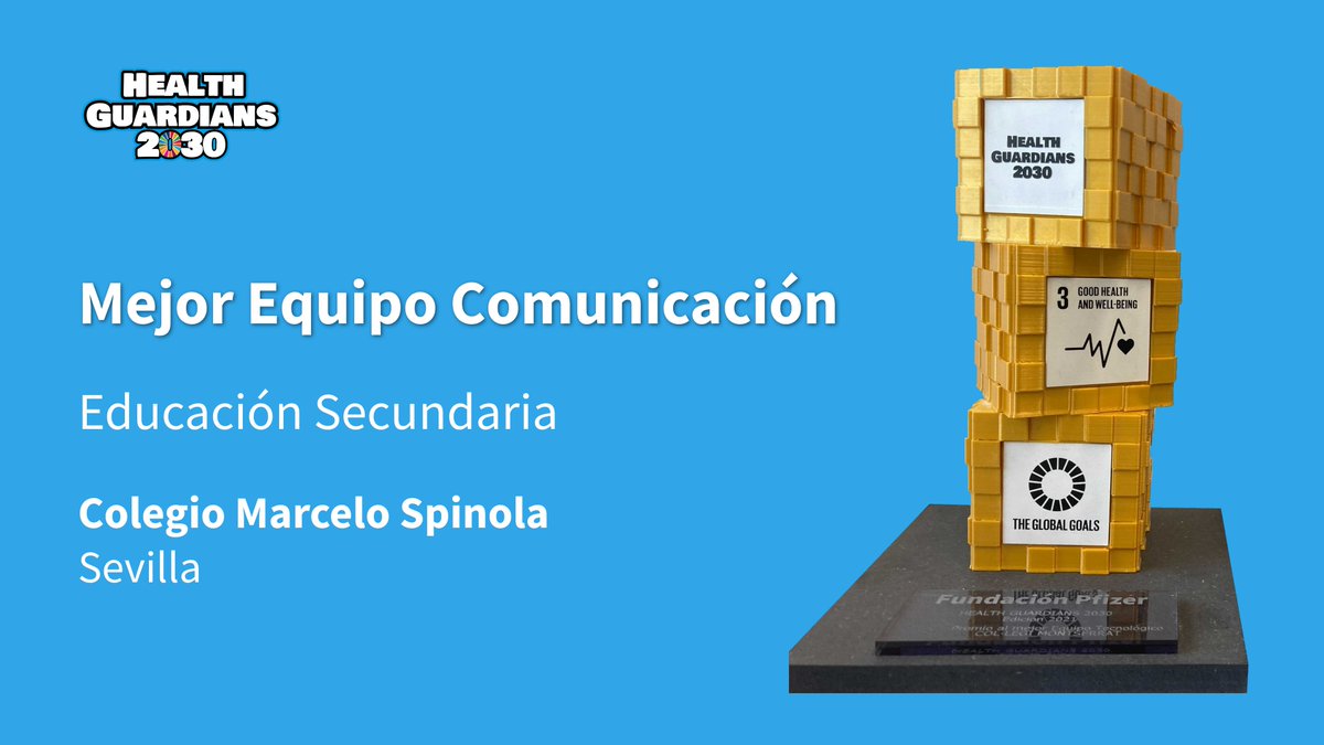 Fundpfizer_ES's tweet photo. 🗣️ Vamos ahora con la entrega del galardón al colegio Marcelo Spinola de Sevilla, que ha ganado en la categoría de mejor Equipo de Comunicación en Educación Secundaria.
¡Enhorabuena!
#HealthGuardians 2030 https://t.co/EwOsxAwO7K
