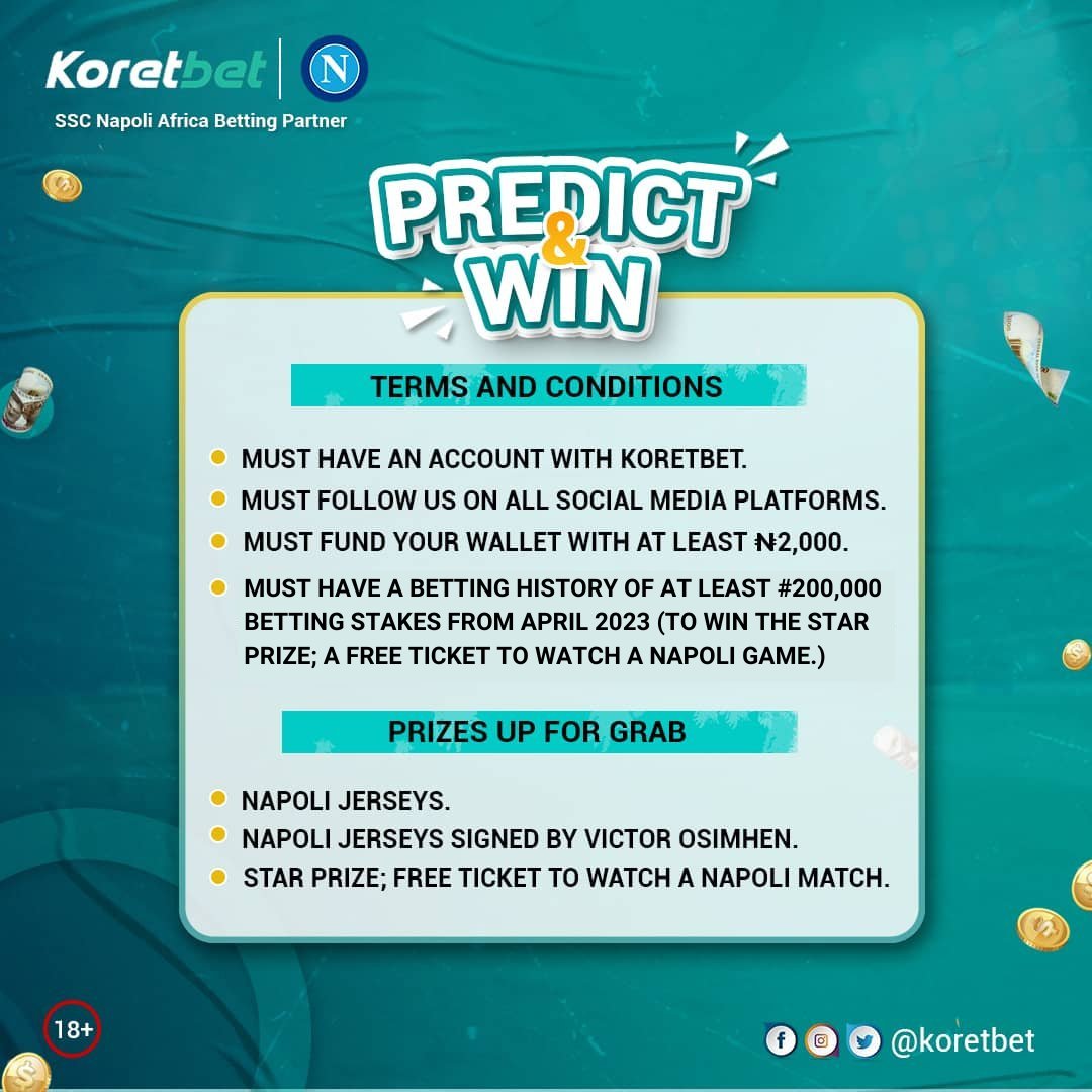 It's the FA Cup's final today.

Predict the scoreline and stand a chance of becoming one of the lucky winners in our #PredictAndWin promo.

Prediction ends by 2:45pm

#Koretbet #MatchDay #Football #Gaming #FACup #ManchesterUnited
#ManchesterCity 

PS: Swipe left to read T&C