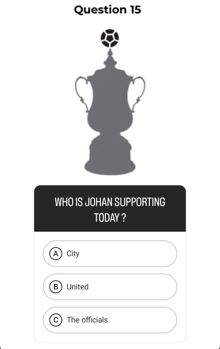 Question 15: Who is Johan supporting today ?